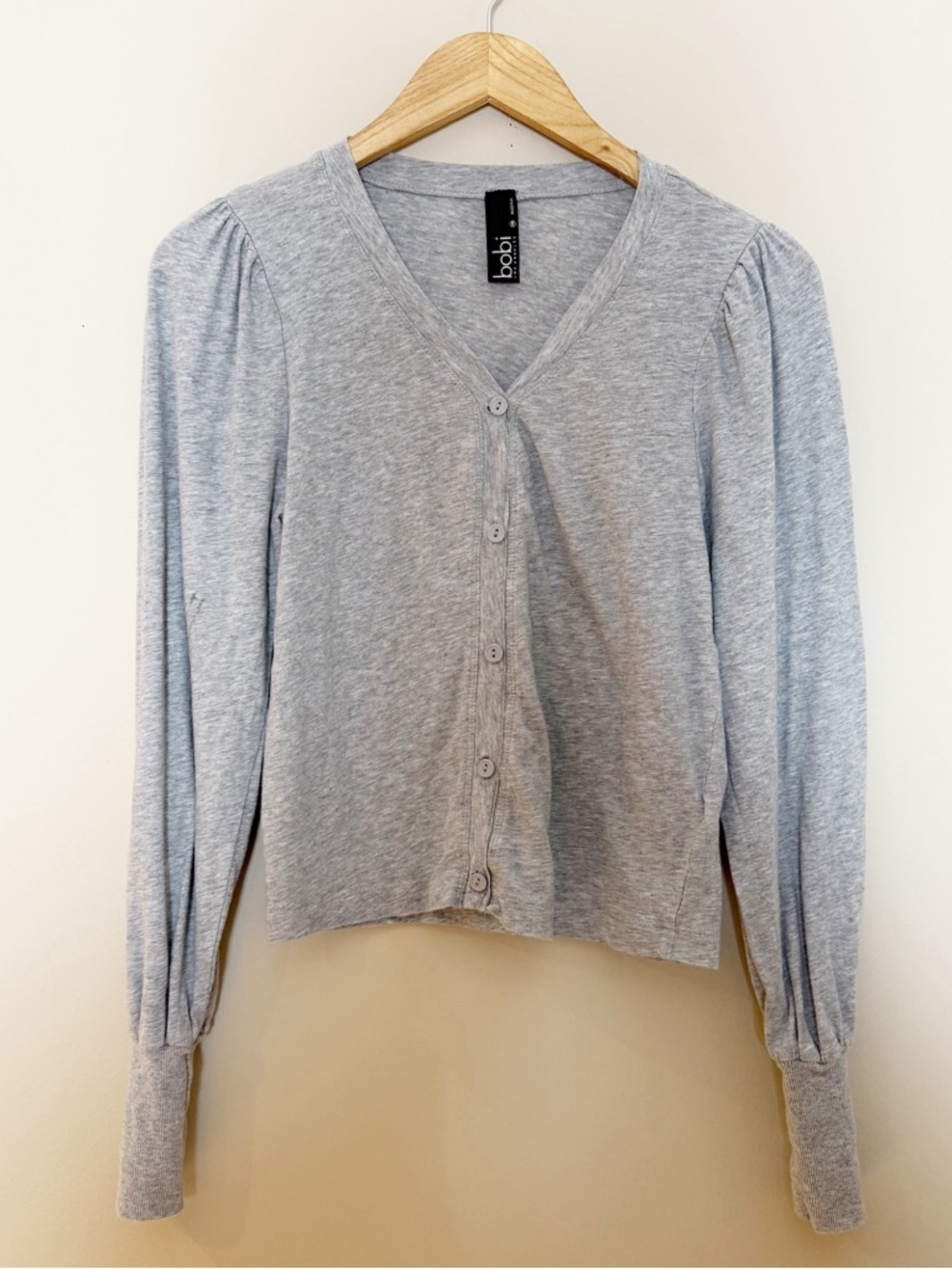 🩶 Bobi Los Angeles Button-Front Cardigan | Heather Gray | Size XS